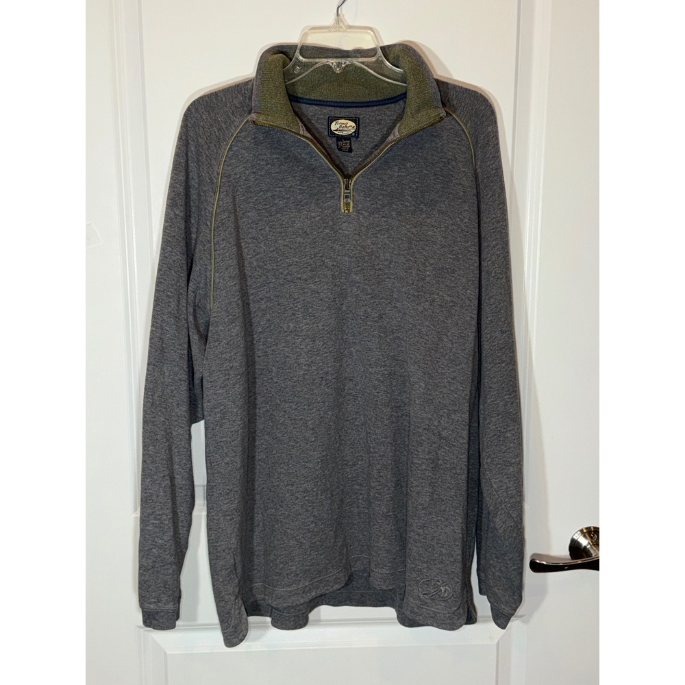 Tommy Bahama Mens Quarter Zip Pullover Gray Cotton Blend Long Sleeve Size L